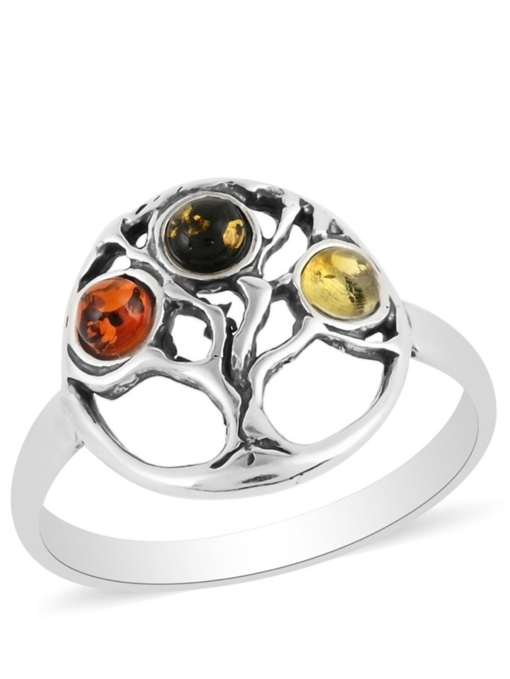 Multi Color Amber Trilogy Tree of Life Ring